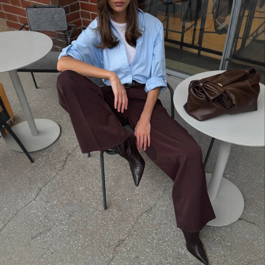 High Waist Espresso Drape Pants