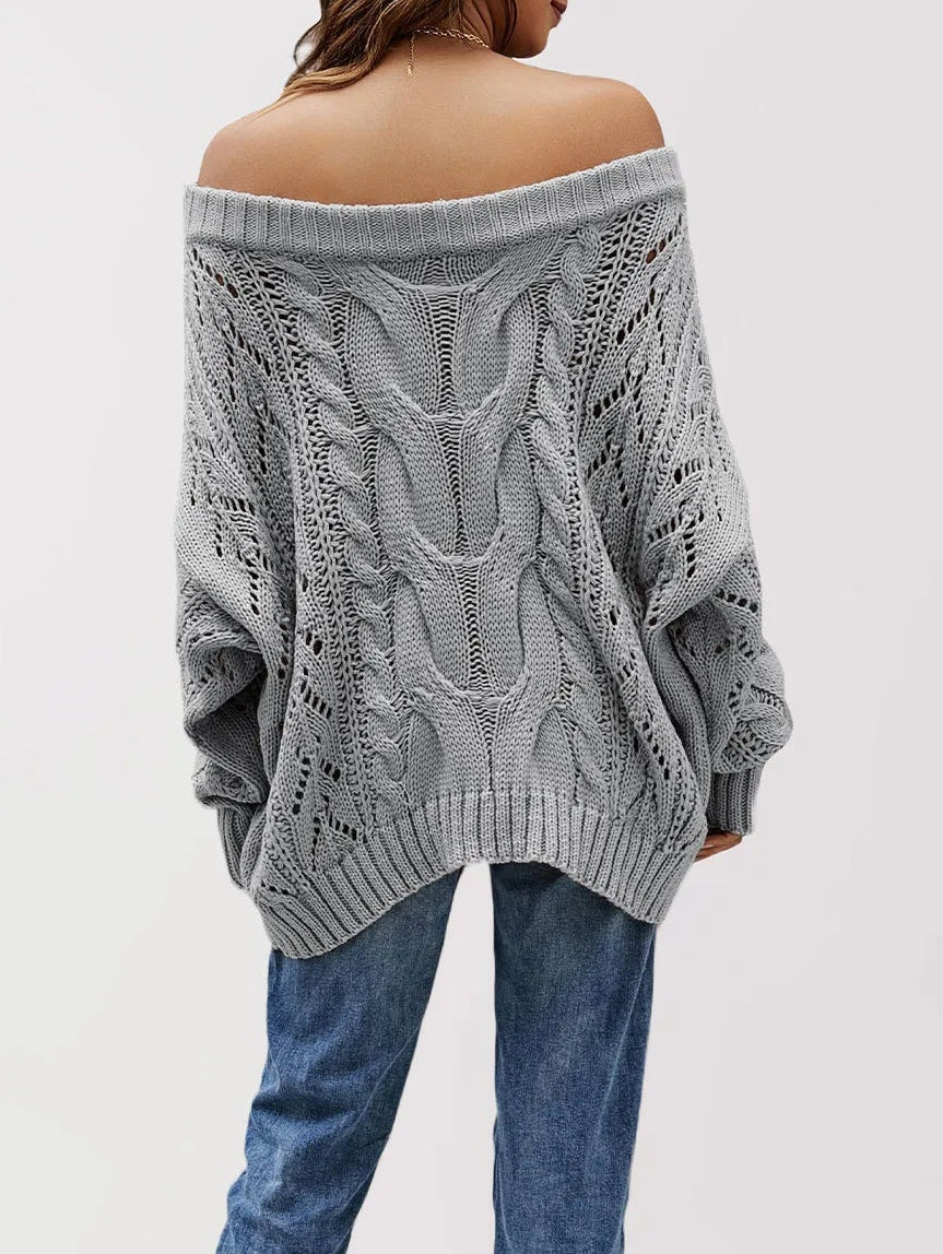 Off Shoulder Cable Knit Sweater