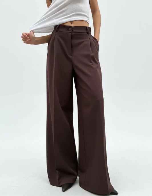 High Waist Espresso Drape Pants