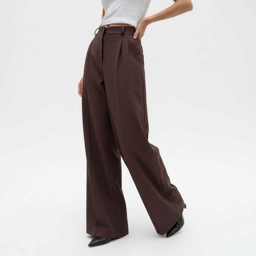 High Waist Espresso Drape Pants