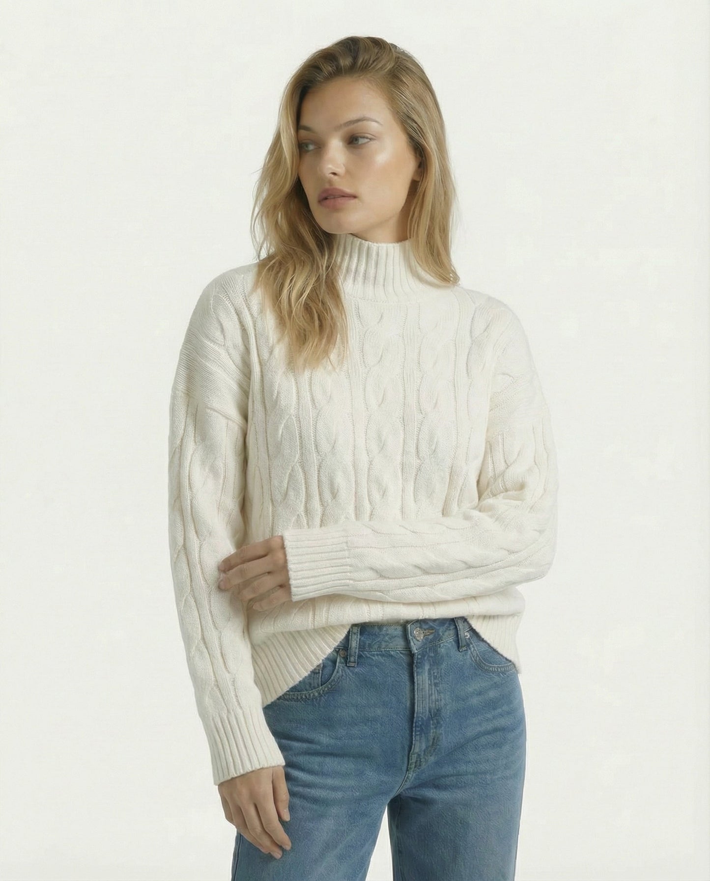 Boat Neck Cable Knit Sweater