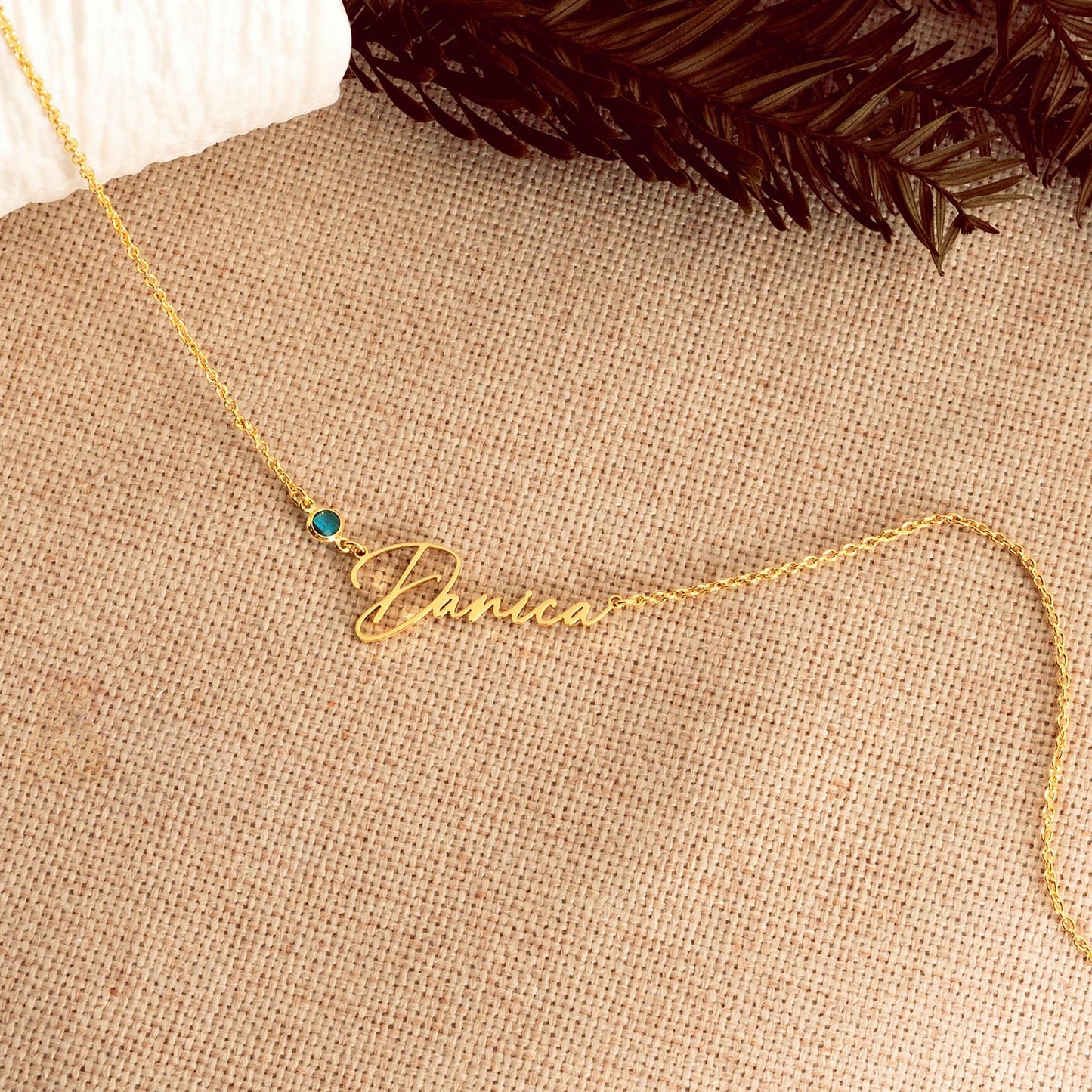 Handmade Birthstone Name Necklace, Personalized Name Necklace, Necklace with Birthstone, Christmas Gift for Her, Women Gift for Wedding