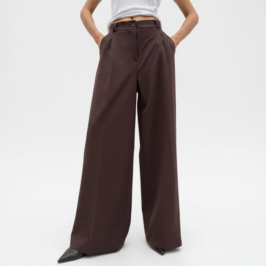 High Waist Espresso Drape Pants
