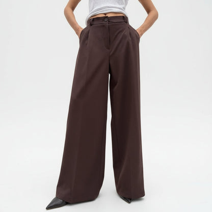High Waist Espresso Drape Pants