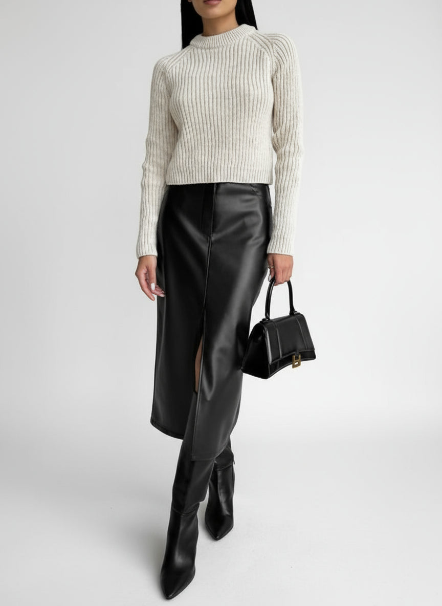 Leather Split Skirt