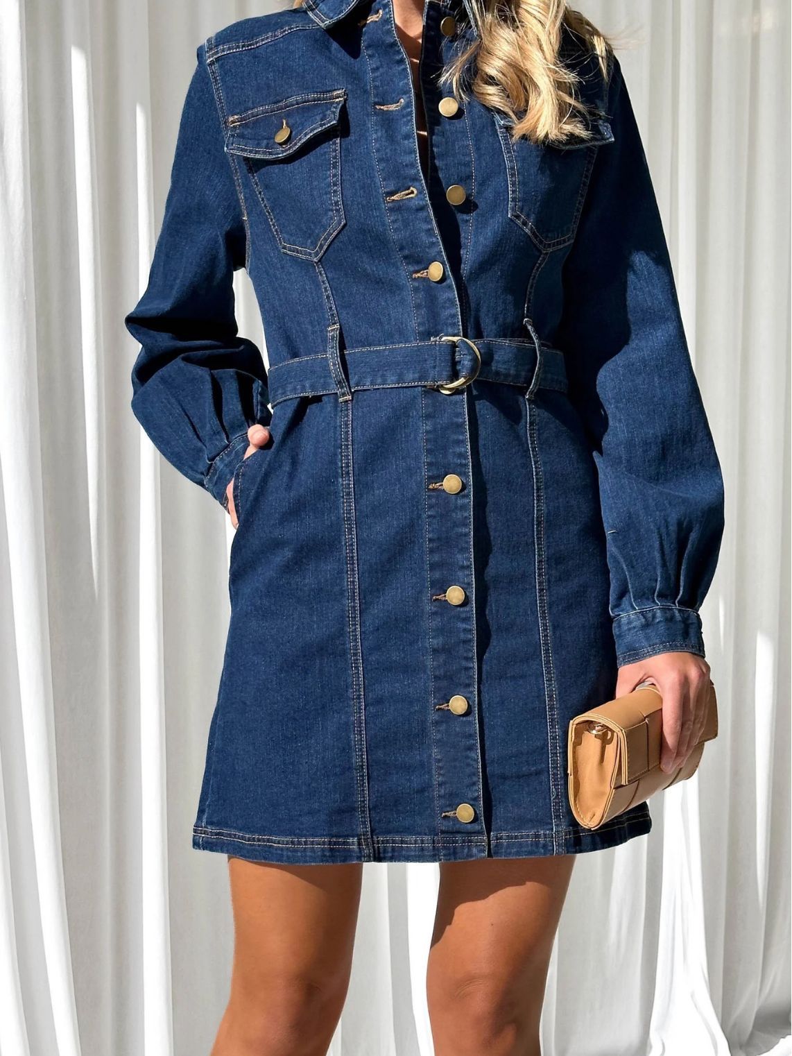 Denim Tie Waist Dress