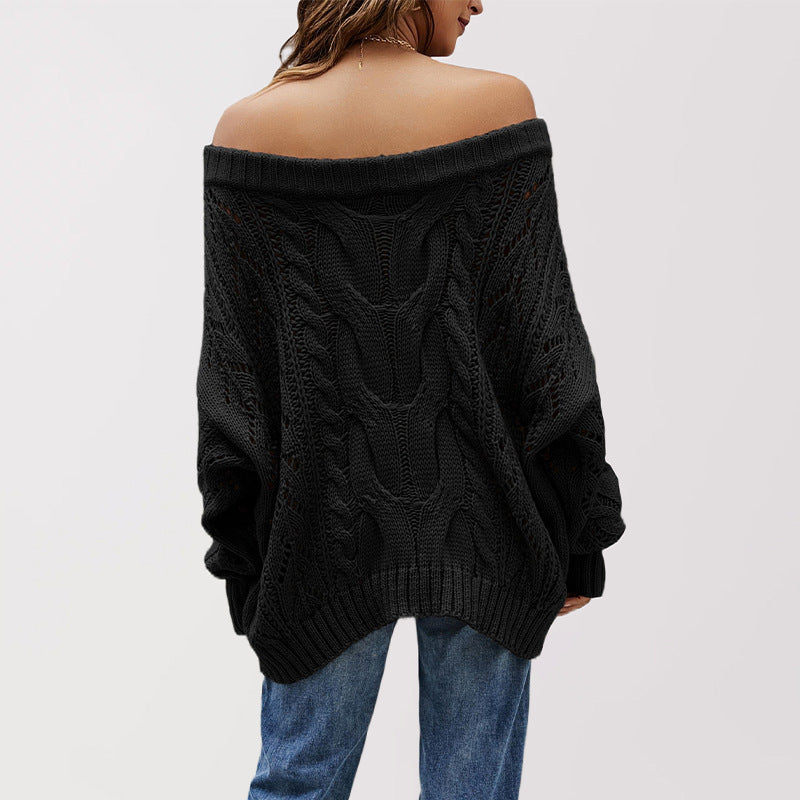 Off Shoulder Cable Knit Sweater