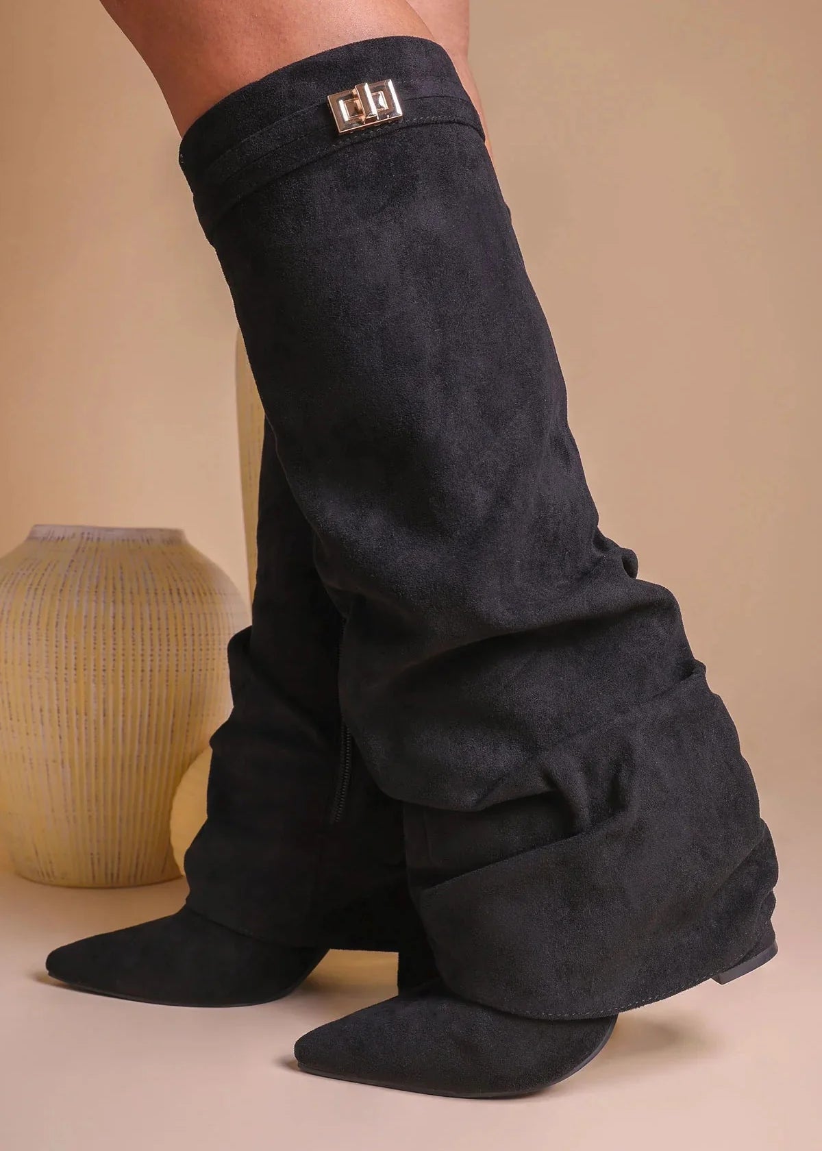 Lavista Slouchy Suede knee high boots - Black