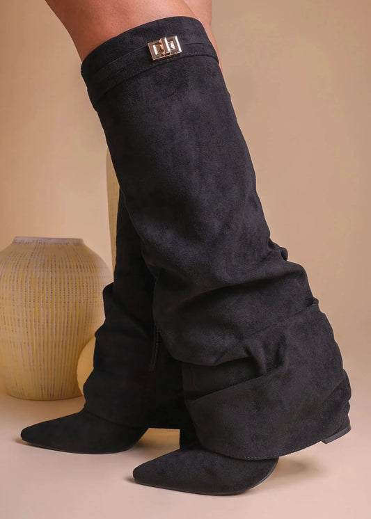 Lavista Slouchy Suede knee high boots - Black