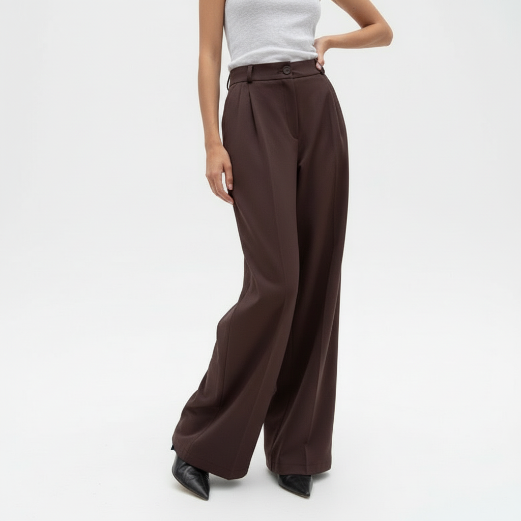 High Waist Espresso Drape Pants