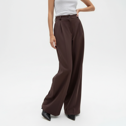 High Waist Espresso Drape Pants