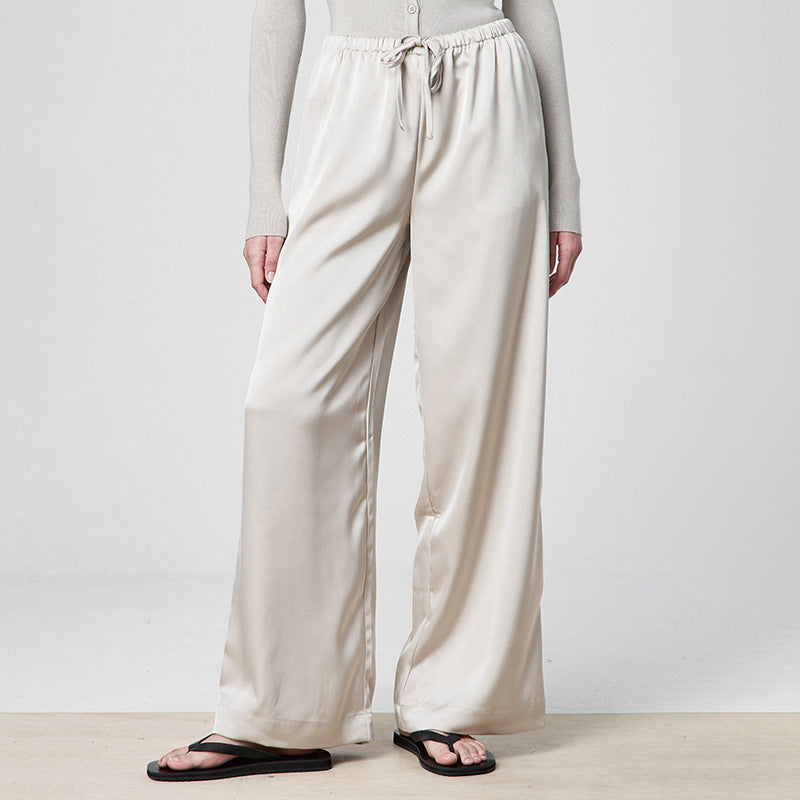 Silk-Effect Tie Waist Pants