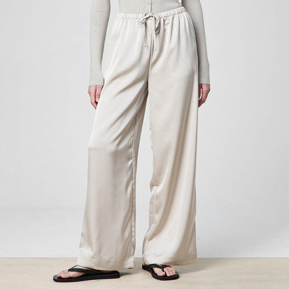 Silk-Effect Tie Waist Pants