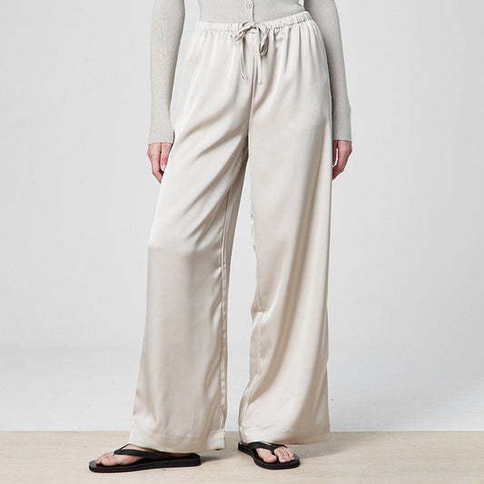 Silk-Effect Tie Waist Pants