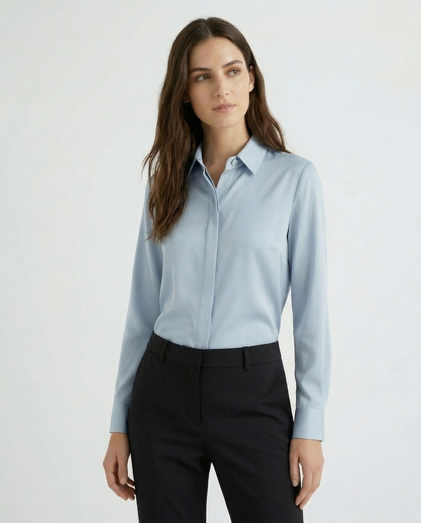 Graceful Satin Look Office Dress Shirt