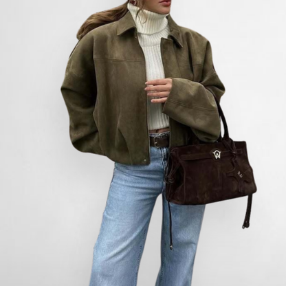 Astor Faux Suede Bomber Jacket