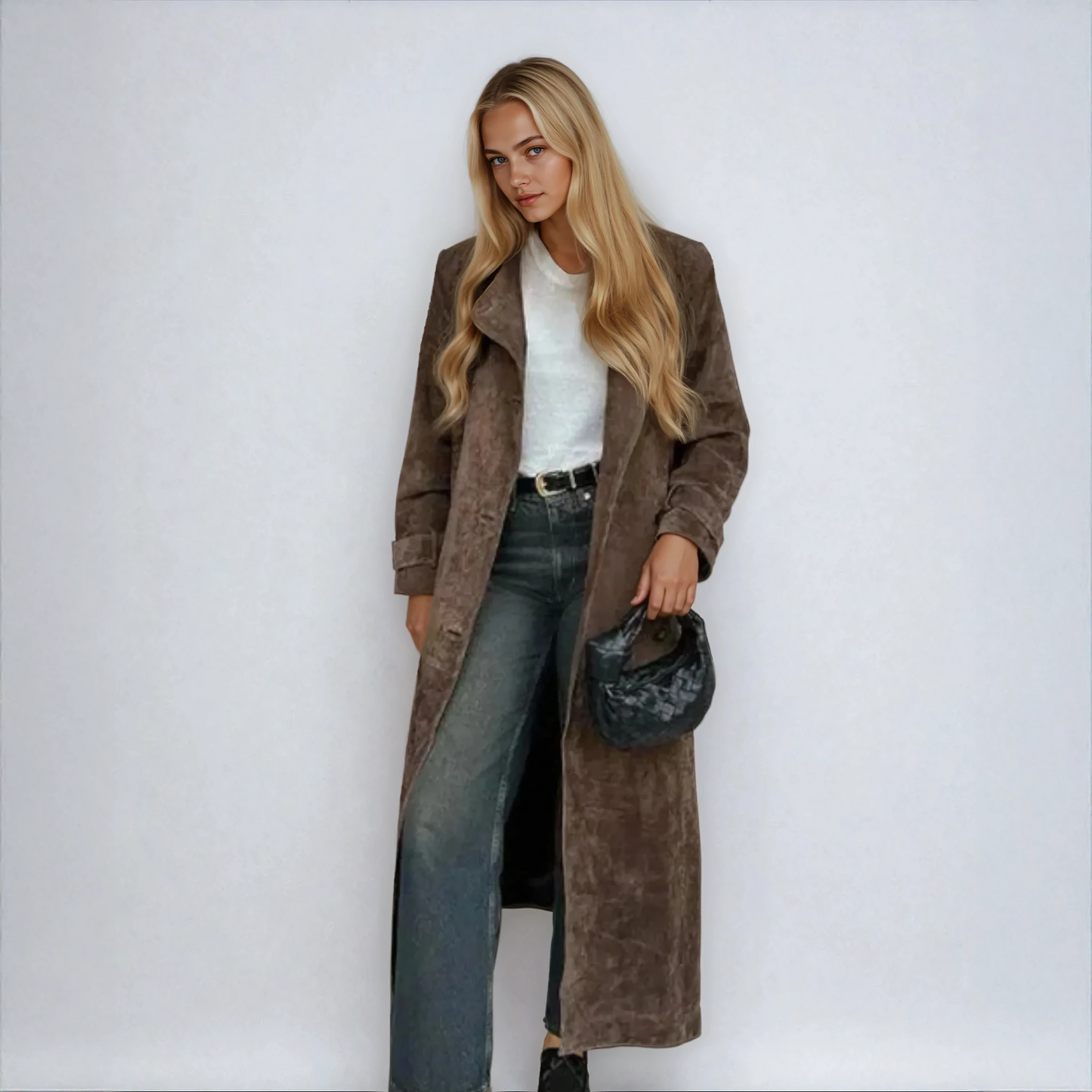 Emery Faux Suede Trench Coat