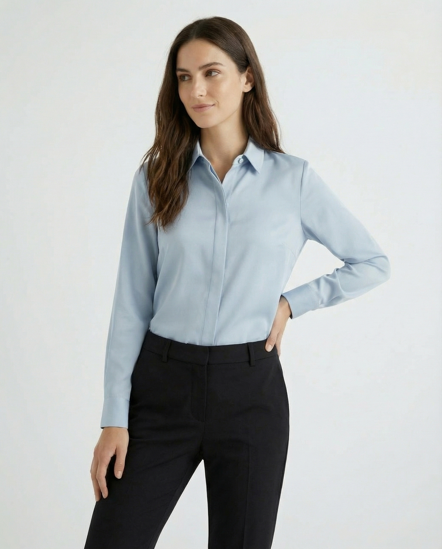 Graceful Satin Look Office Dress Shirt