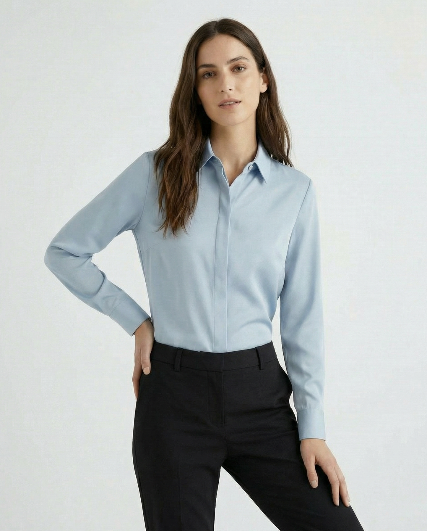Graceful Satin Look Office Dress Shirt