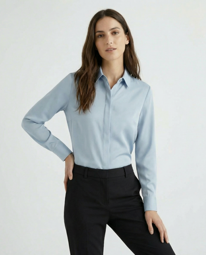 Graceful Satin Look Office Dress Shirt