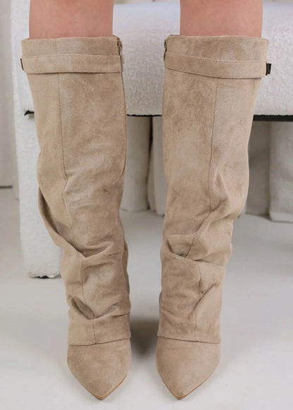 Lavista Slouchy Suede knee high boots - Beige