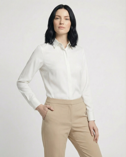 Graceful Satin Look Office Dress Shirt