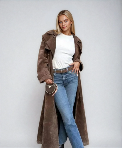 Emery Faux Suede Trench Coat