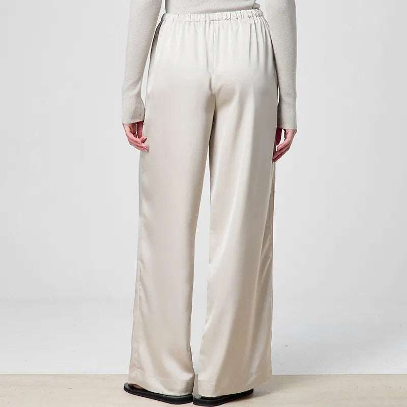 Silk-Effect Tie Waist Pants