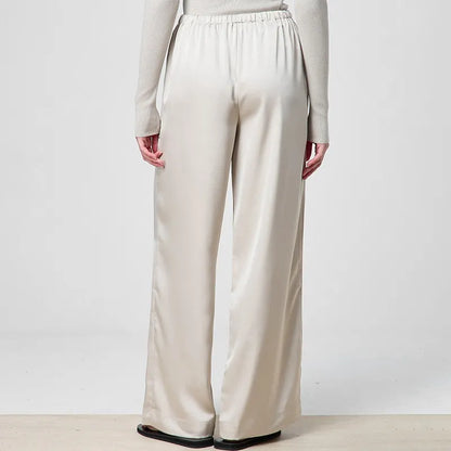 Silk-Effect Tie Waist Pants