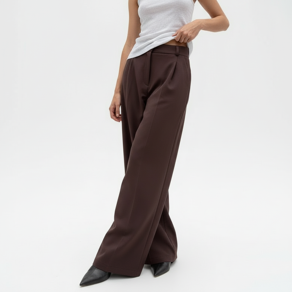 High Waist Espresso Drape Pants