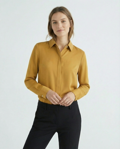 Graceful Satin Look Office Dress Shirt
