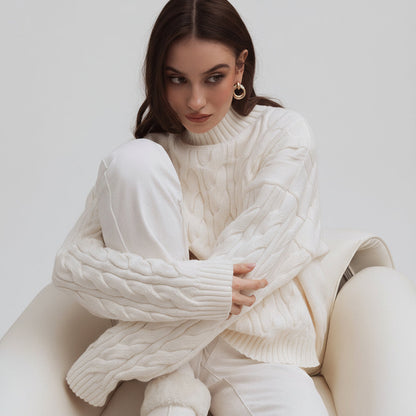 Boat Neck Cable Knit Sweater