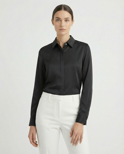 Graceful Satin Look Office Dress Shirt