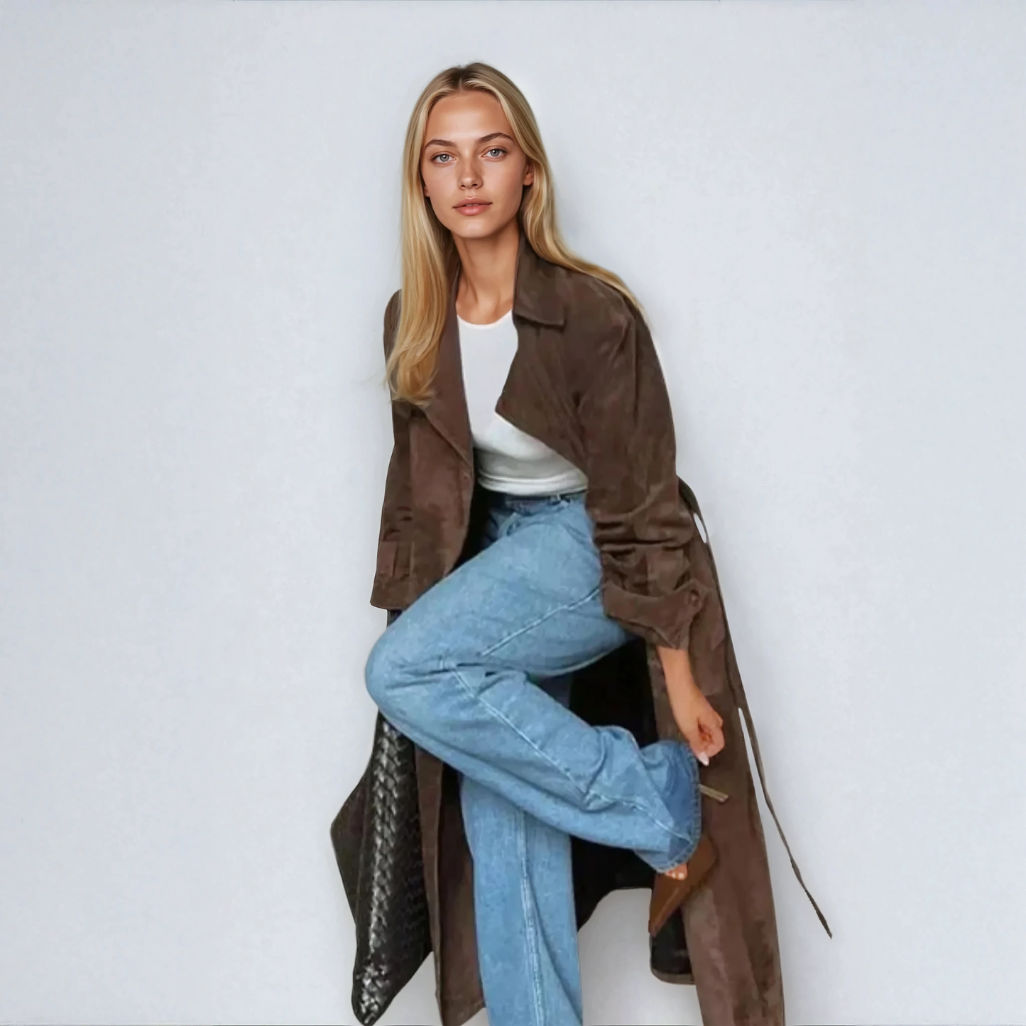 Emery Faux Suede Trench Coat