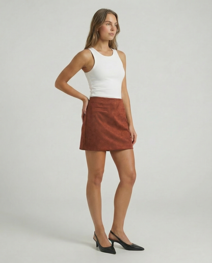 Retro Suede Look Mini Skirt