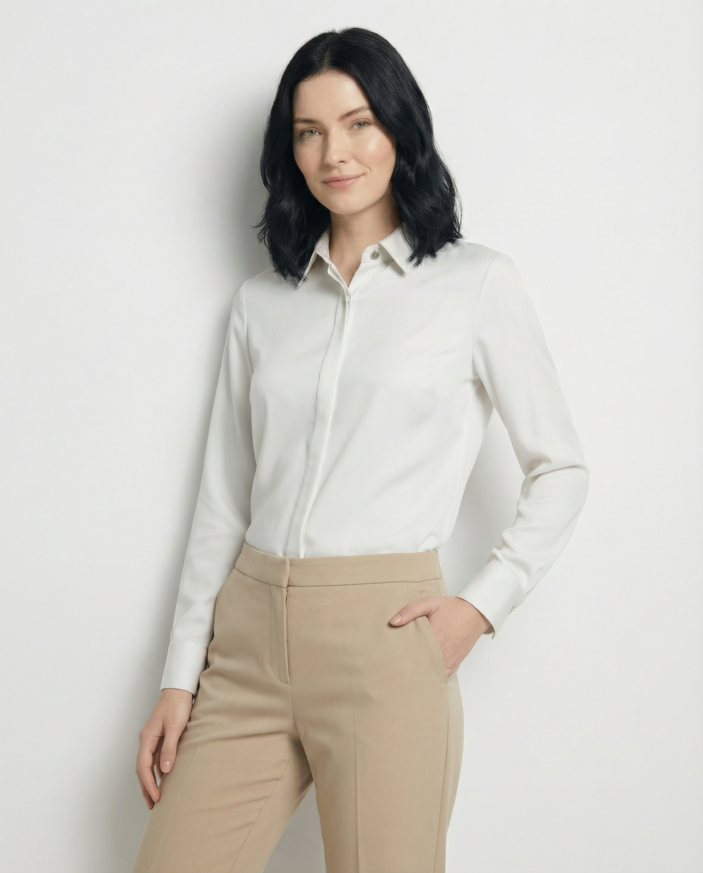 Graceful Satin Look Office Dress Shirt