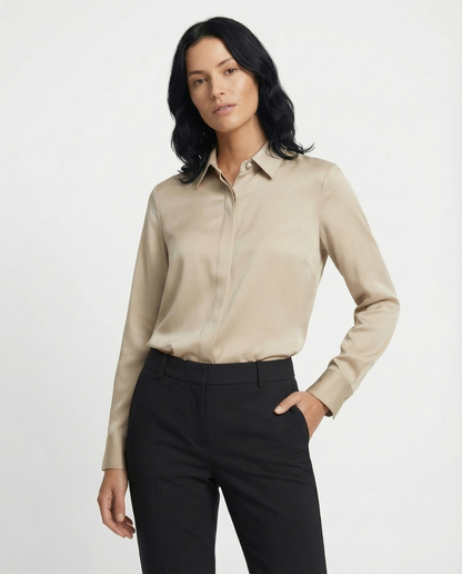 Graceful Satin Look Office Dress Shirt