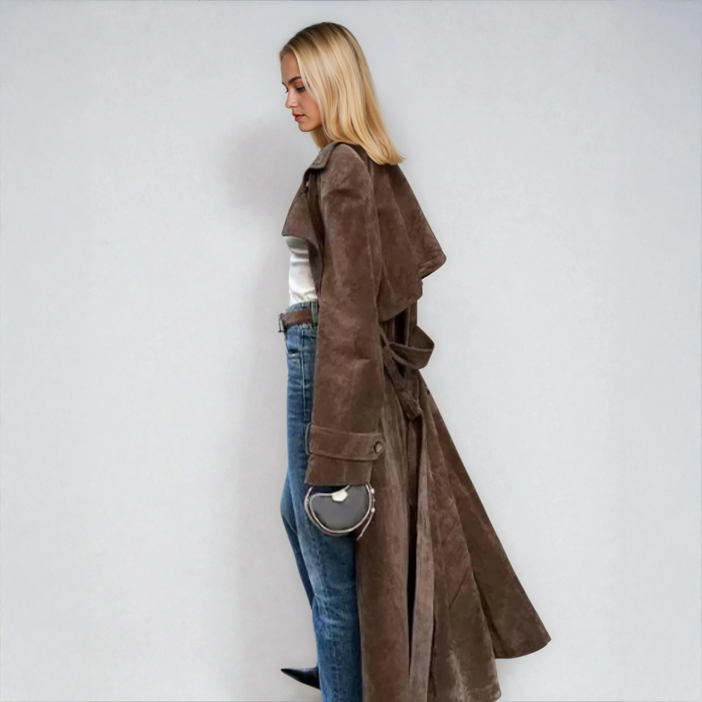 Emery Faux Suede Trench Coat