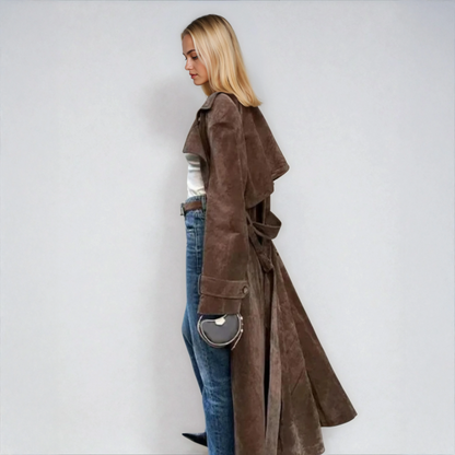 Emery Faux Suede Trench Coat