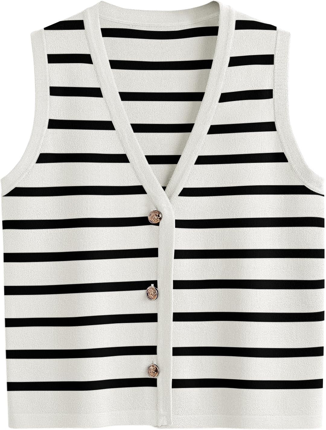 LILLUSORY Vest Tops for Women 2026 Summer Outfits Striped Sweaters Button Up Casual Blouses Jacket Fashion Clothes