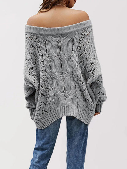 Off Shoulder Cable Knit Sweater