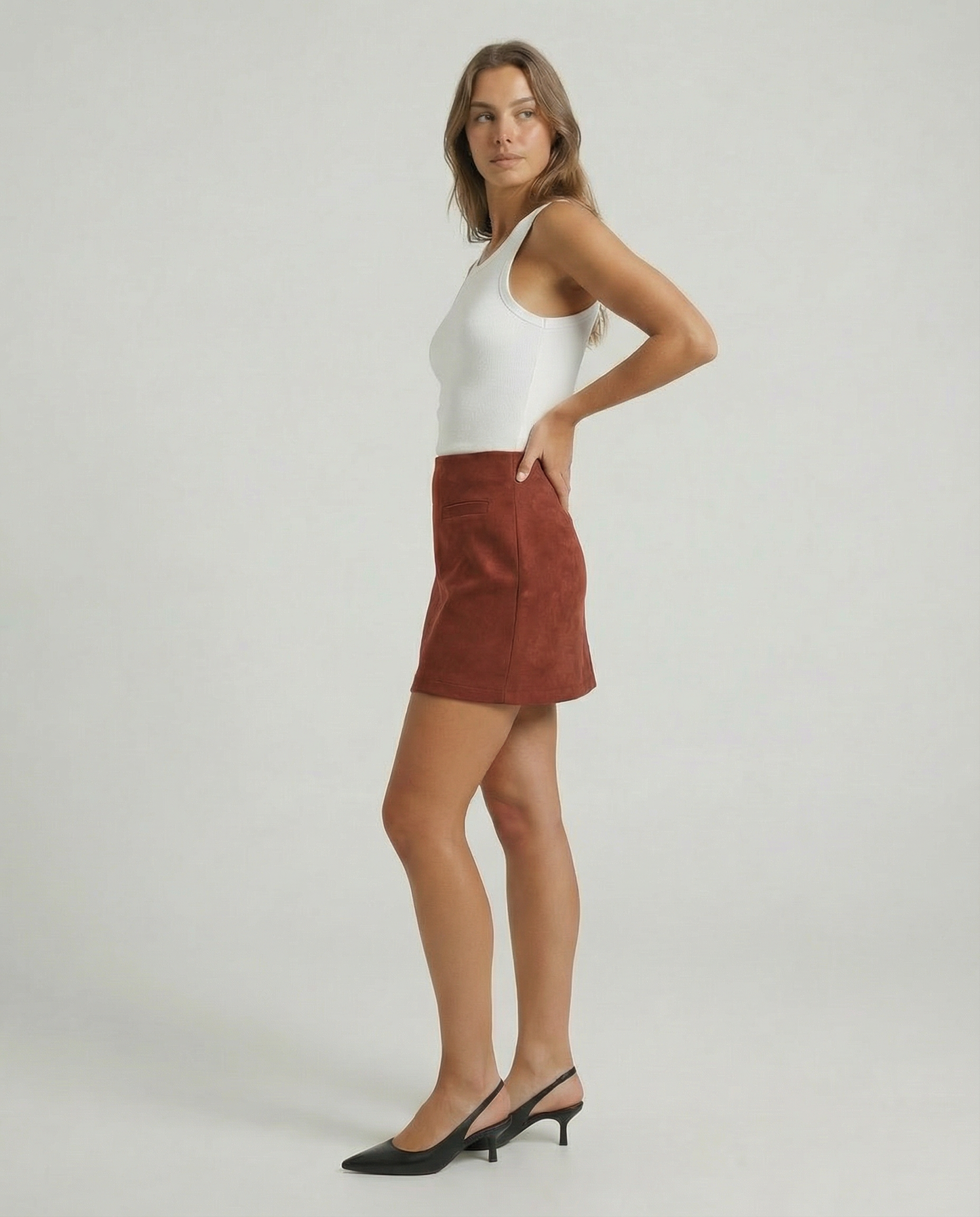 Retro Suede Look Mini Skirt
