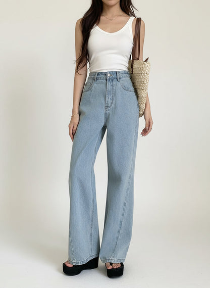 High Waist Retro Wide Leg Jeans