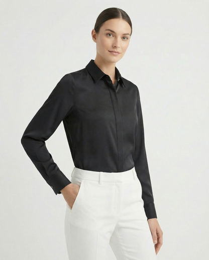 Graceful Satin Look Office Dress Shirt