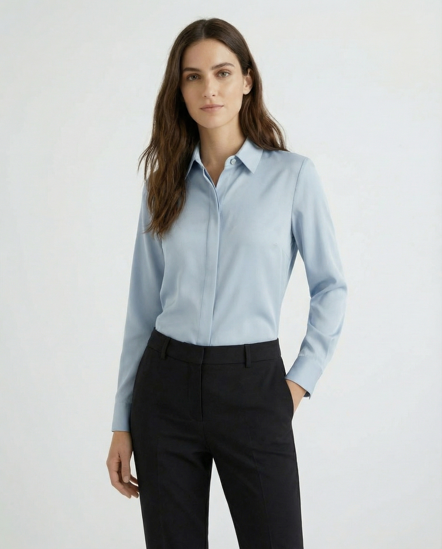 Graceful Satin Look Office Dress Shirt