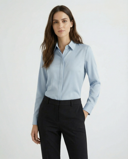 Graceful Satin Look Office Dress Shirt