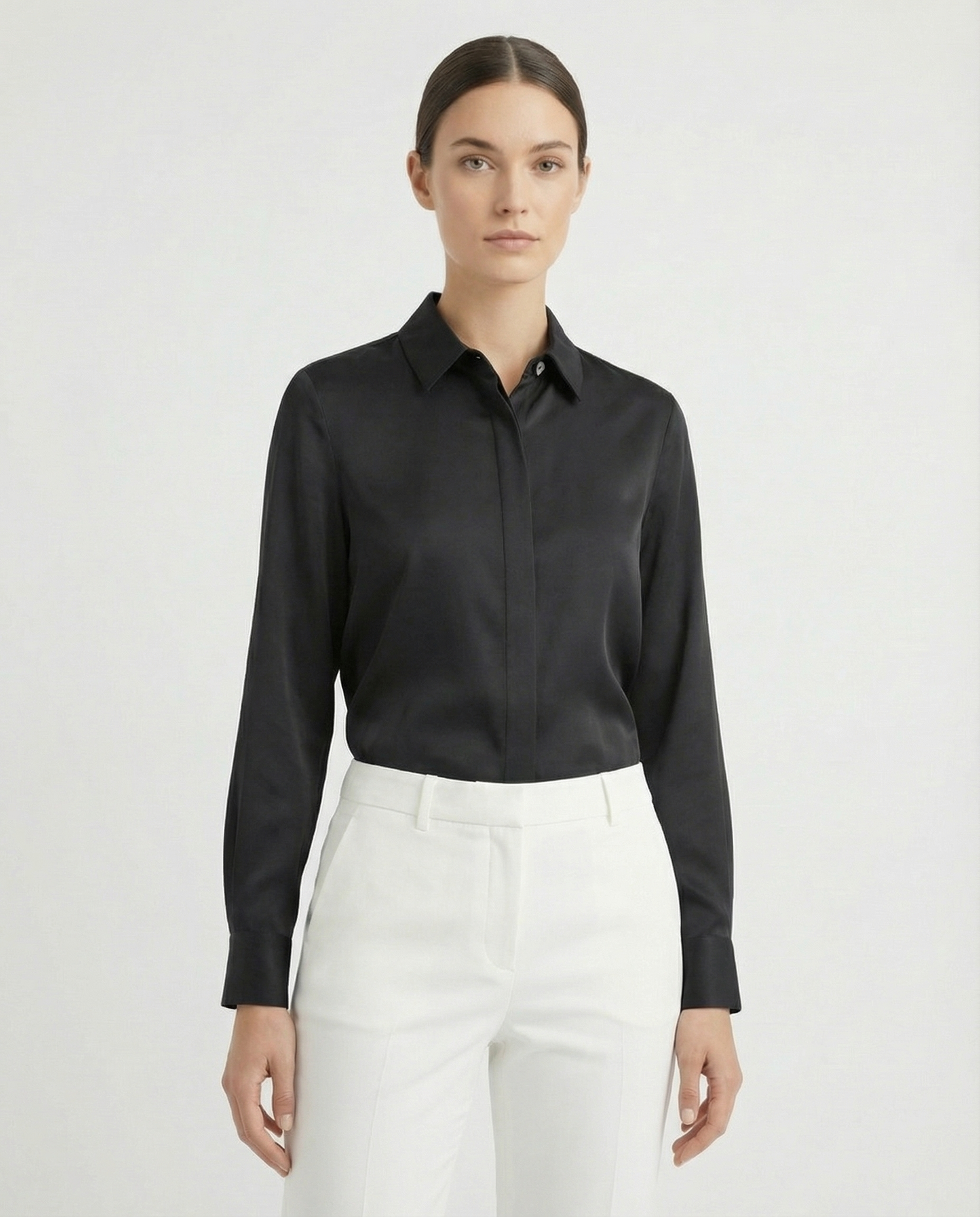 Graceful Satin Look Office Dress Shirt