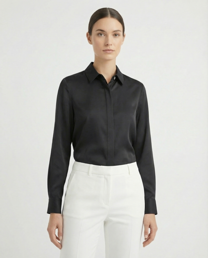 Graceful Satin Look Office Dress Shirt
