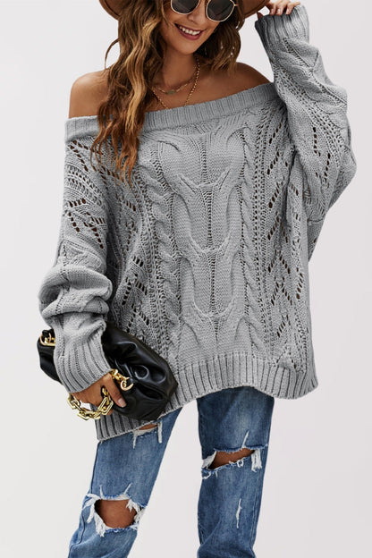 Off Shoulder Cable Knit Sweater