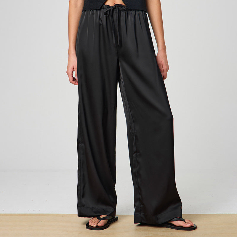 Silk-Effect Tie Waist Pants